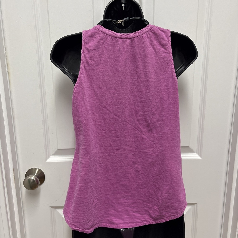 Loft Ann Taylor Women's Mixed Media Cotton Linen Henley Tank‎ Magenta - Size XS - Picture 3 of 7